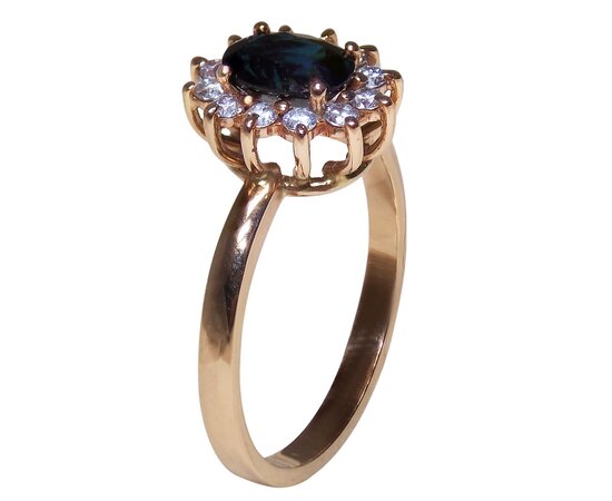 Золотое кольцо с сапфиром и бриллиантами. Артикул K247